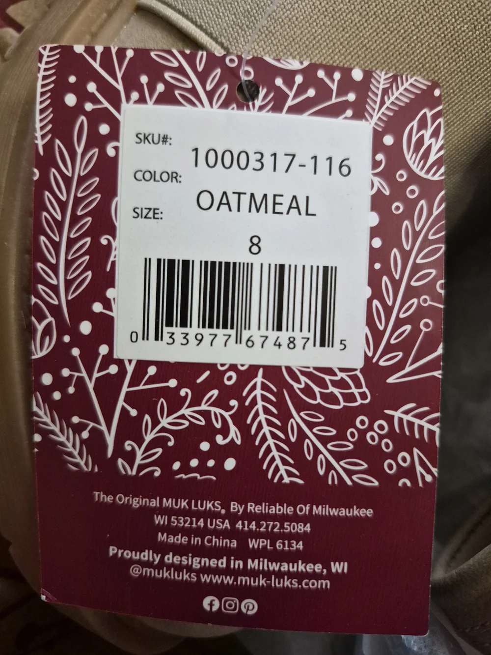 Muk Luks Oatmeal Shoes Box Size 8